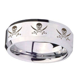 10mm-Multiple-Skull-Pirate-Beveled-Edges-Silver-Tungsten-Carbide-Engraved-Ring