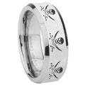 8MM Multiple Skull Pirate Bevel Polish Silver Tungsten Ring