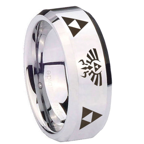 10mm-Legend-of-Zelda-Beveled-Edges-Silver-Tungsten-Carbide-Engraved-Ring