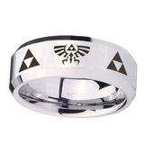 8mm-Legend-of-Zelda-Beveled-Edges-Silver-Tungsten-Carbide-Men's-Ring