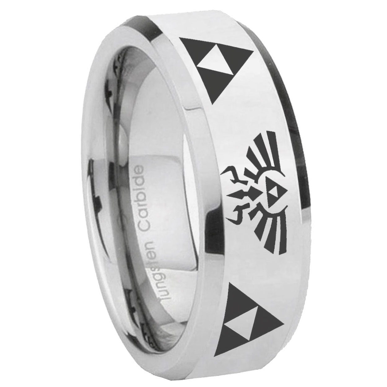 8MM Legend of Zelda Bevel Polish Silver Tungsten Man Wedding Band