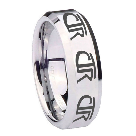 8mm-Multiple-CTR-Beveled-Edges-Silver-Tungsten-Carbide-Mens-Ring-Personalized
