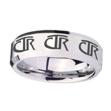 10mm-Multiple-CTR-Beveled-Edges-Silver-Tungsten-Carbide-Men's-Band-Ring