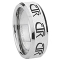 8MM Multiple CTR Bevel Bevel Polish Silver Tungsten Mens Ring