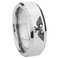 10mm Aquila Beveled Edges Silver Tungsten Carbide Personalized Ring