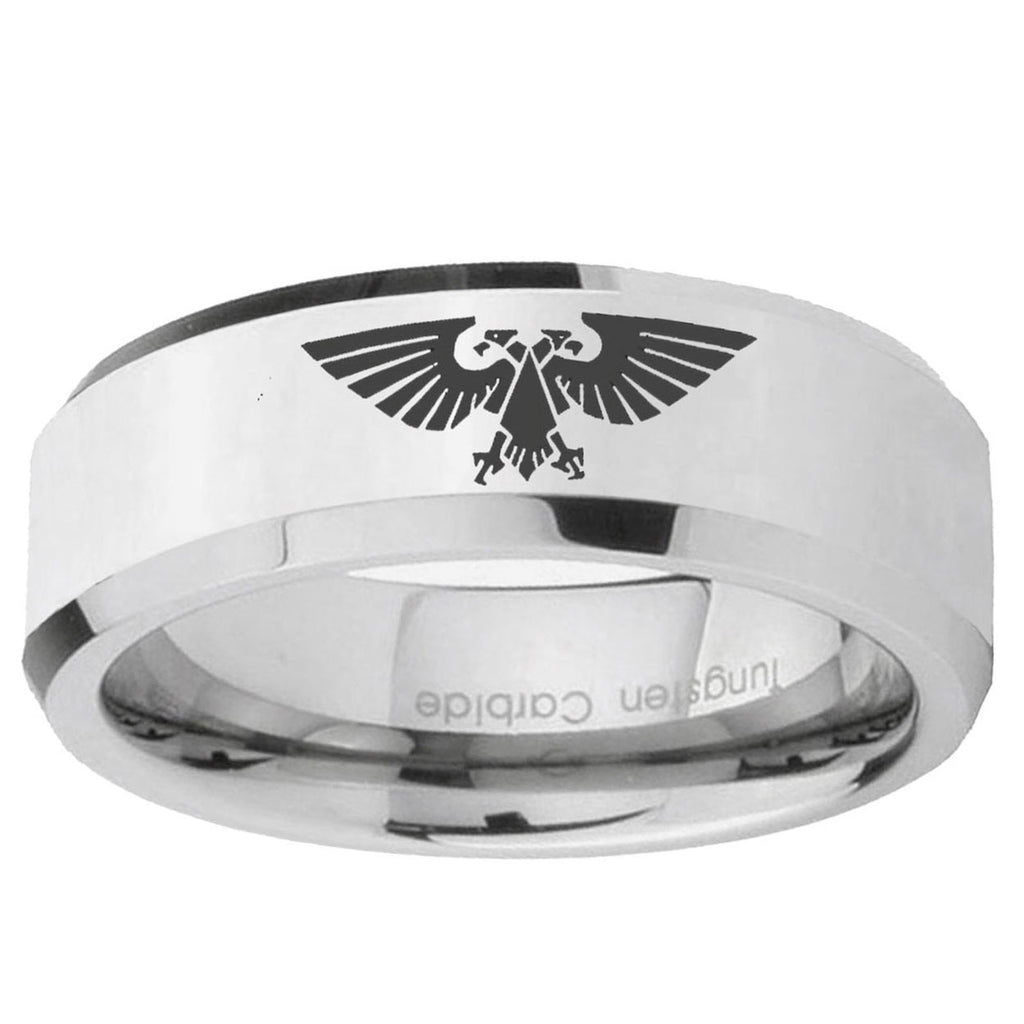 10mm Aquila Beveled Edge Silver Tungsten Ring