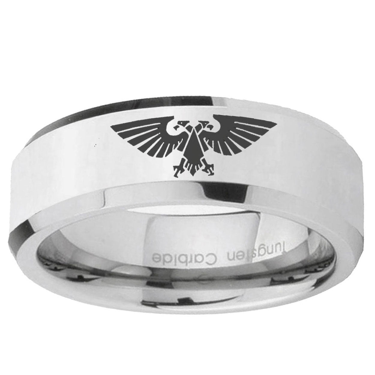 10mm Aquila Beveled Edge Silver Tungsten Ring