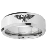 5, 8mm Aquila Beveled Edge Silver Tungsten Ring