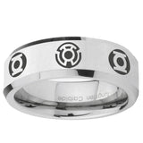 5, 8mm Blue Green Lantern Beveled Edge Silver Classic Mens Wedding Bands