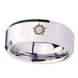5, 8mm Supernatural Beveled Edge Silver Comfort Fit Wedding Ring