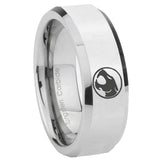 8mm Thundercat Beveled Edges Silver Tungsten Carbide Mens Engagement Ring