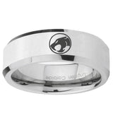 5, 8mm Thundercat Beveled Edge Silver Tungsten Carbide Mens Engagement Ring