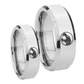 Thundercat Beveled Edges Silver Tungsten Bridal Set Rings