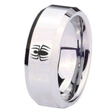 10mm-Spiderman-Beveled-Edges-Silver-Tungsten-Carbide-Custom-Ring-for-Men