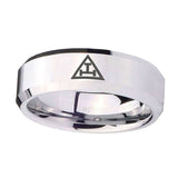 10mm-Masonic-Triple-Beveled-Edges-Silver-Tungsten-Carbide-Wedding-Bands-Ring
