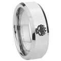 10mm Offspring Beveled Edges Silver Tungsten Carbide Engagement Ring