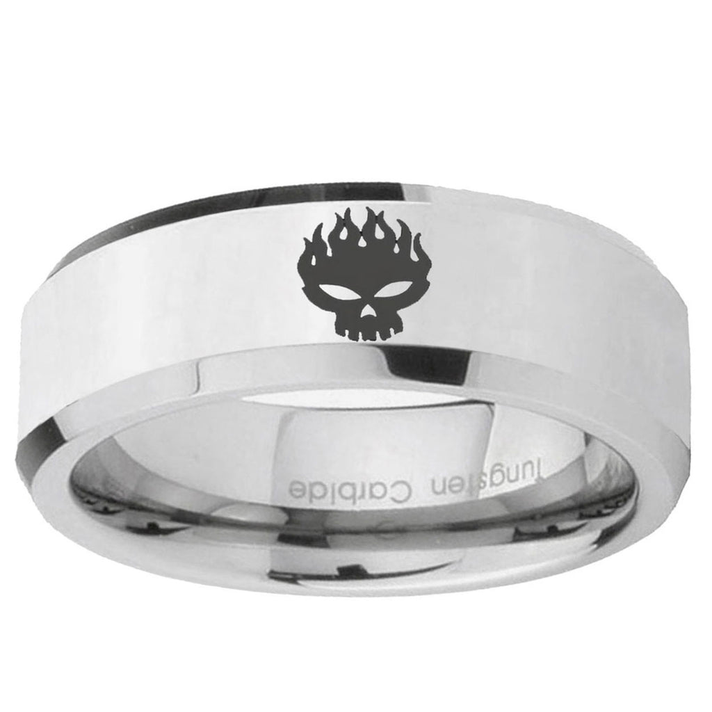 10mm Offspring Beveled Edge Silver Tungsten Ring