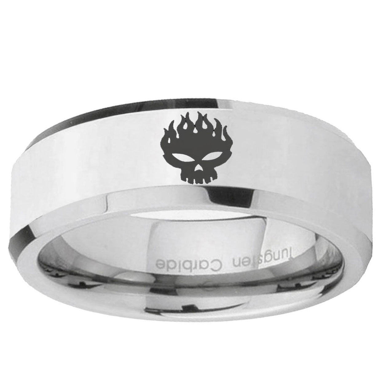 10mm Offspring Beveled Edge Silver Tungsten Ring