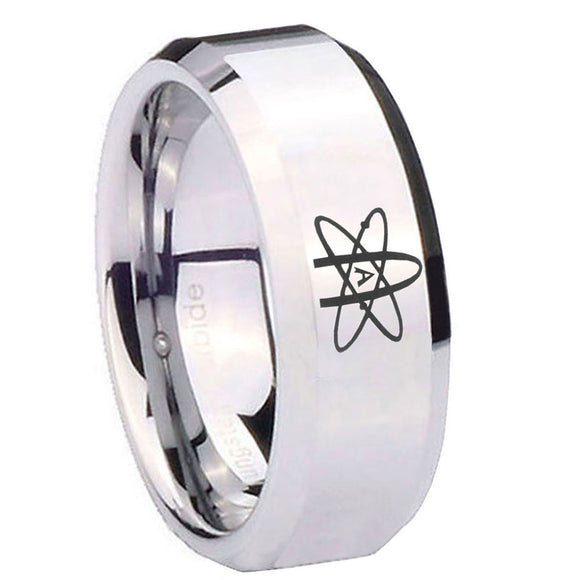 10mm-American-Atheist-Beveled-Edges-Silver-Tungsten-Carbide-Men's-Wedding-Band