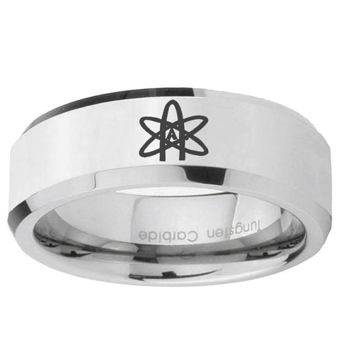 10mm American Atheist Beveled Edge Silver Tungsten Ring