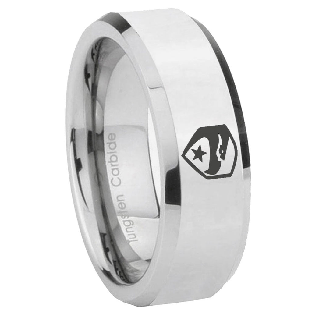 10mm GI Joe Eagle Beveled Edges Silver Tungsten Carbide Personalized Ring