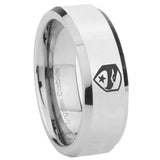 8mm GI Joe Eagle Beveled Edges Silver Tungsten Carbide Engagement Ring