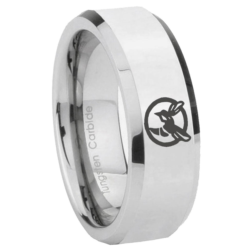 10mm Honey Bee Beveled Edges Silver Tungsten Carbide Men's Band Ring