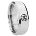 8MM Honey Bee Bevel Polish Silver Tungsten Ring For Man