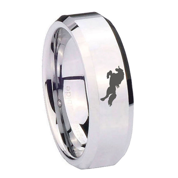 10mm-Horse-Beveled-Edges-Silver-Tungsten-Carbide-Mens-Wedding-Band