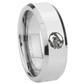 10mm Angry Baseball Beveled Edges Silver Tungsten Wedding Engagement Ring