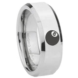 8mm 8 Ball Beveled Edges Silver Tungsten Carbide Promise Ring