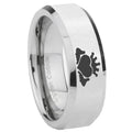 10mm Claddagh Design Beveled Edges Silver Tungsten Carbide Mens Promise Ring