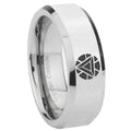 8MM Iron Man Art Bevel Polish Silver Tungsten Ring For Man