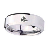 10mm-Klingon-Beveled-Edges-Silver-Tungsten-Carbide-Wedding-Band-Ring