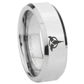 10mm Klingon Beveled Edges Silver Tungsten Carbide Wedding Band Ring