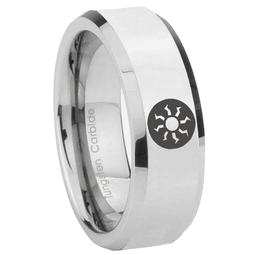 10mm Magic The Gathering Beveled Edges Silver Tungsten Custom Ring for Men