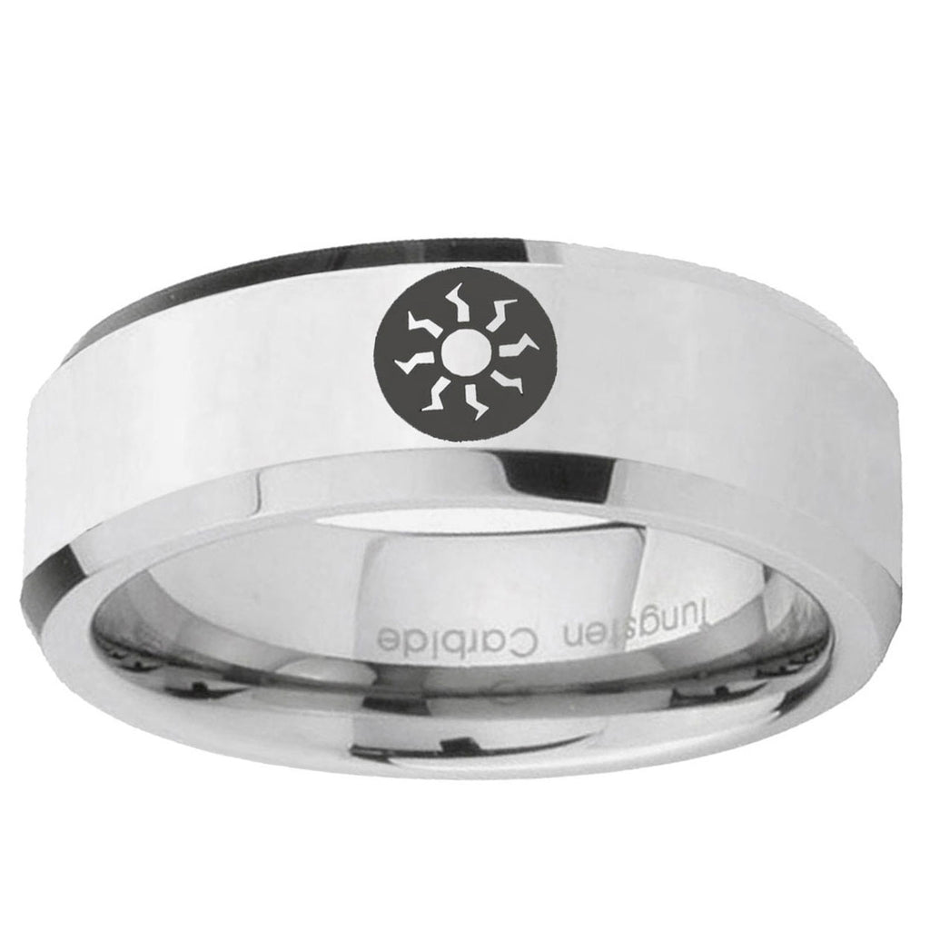 10mm Magic The Gathering Beveled Edge Silver Tungsten Custom Ring for Men