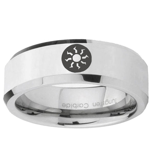 10mm Magic The Gathering Beveled Edge Silver Tungsten Custom Ring for Men