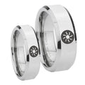 Magic The GatheRing Beveled Silver Tungsten Wedding Band Set