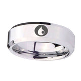 10mm-Magic-Gathering-Beveled-Edges-Silver-Tungsten-Carbide-Mens-Ring