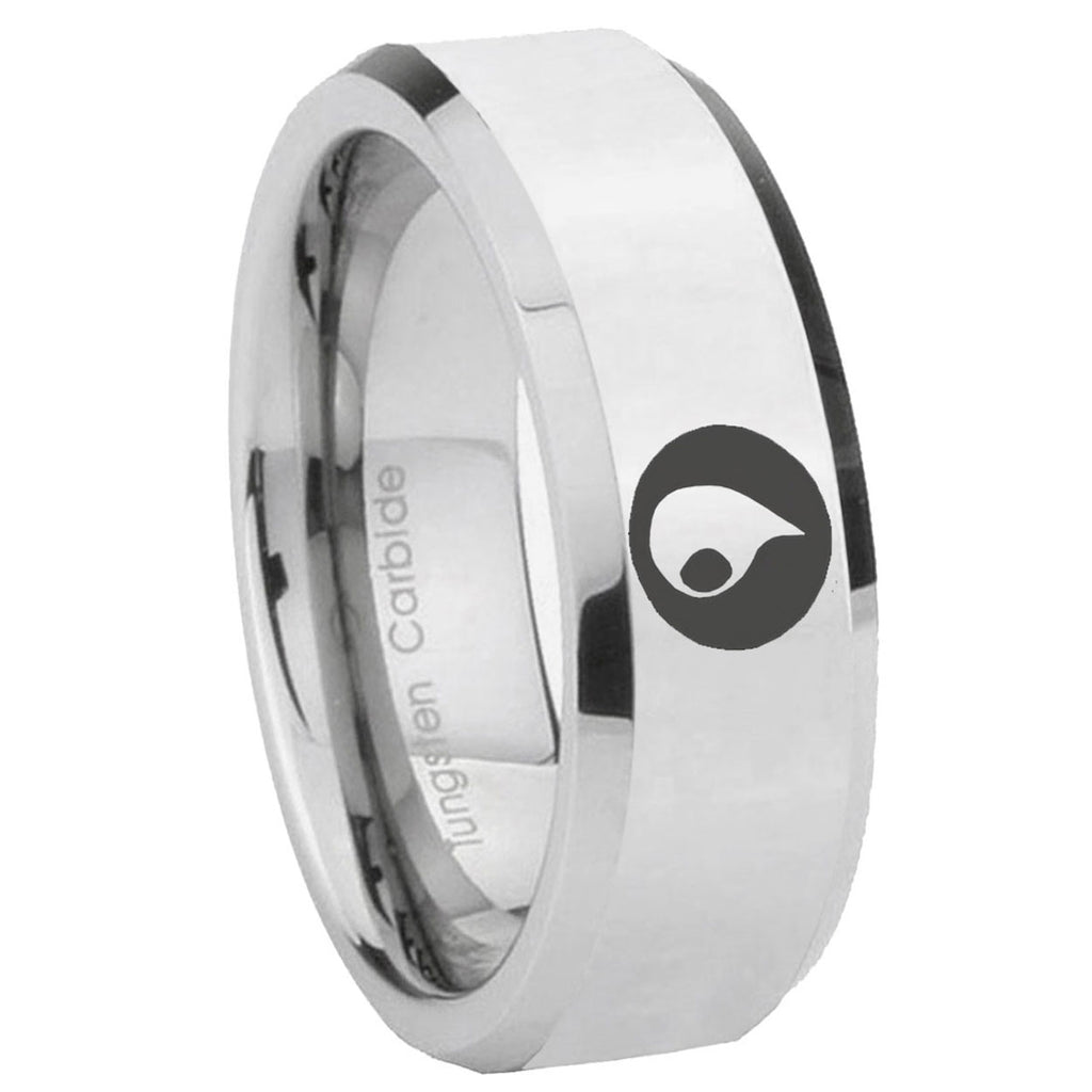 10mm Magic Gathering Beveled Edges Silver Tungsten Carbide Mens Ring