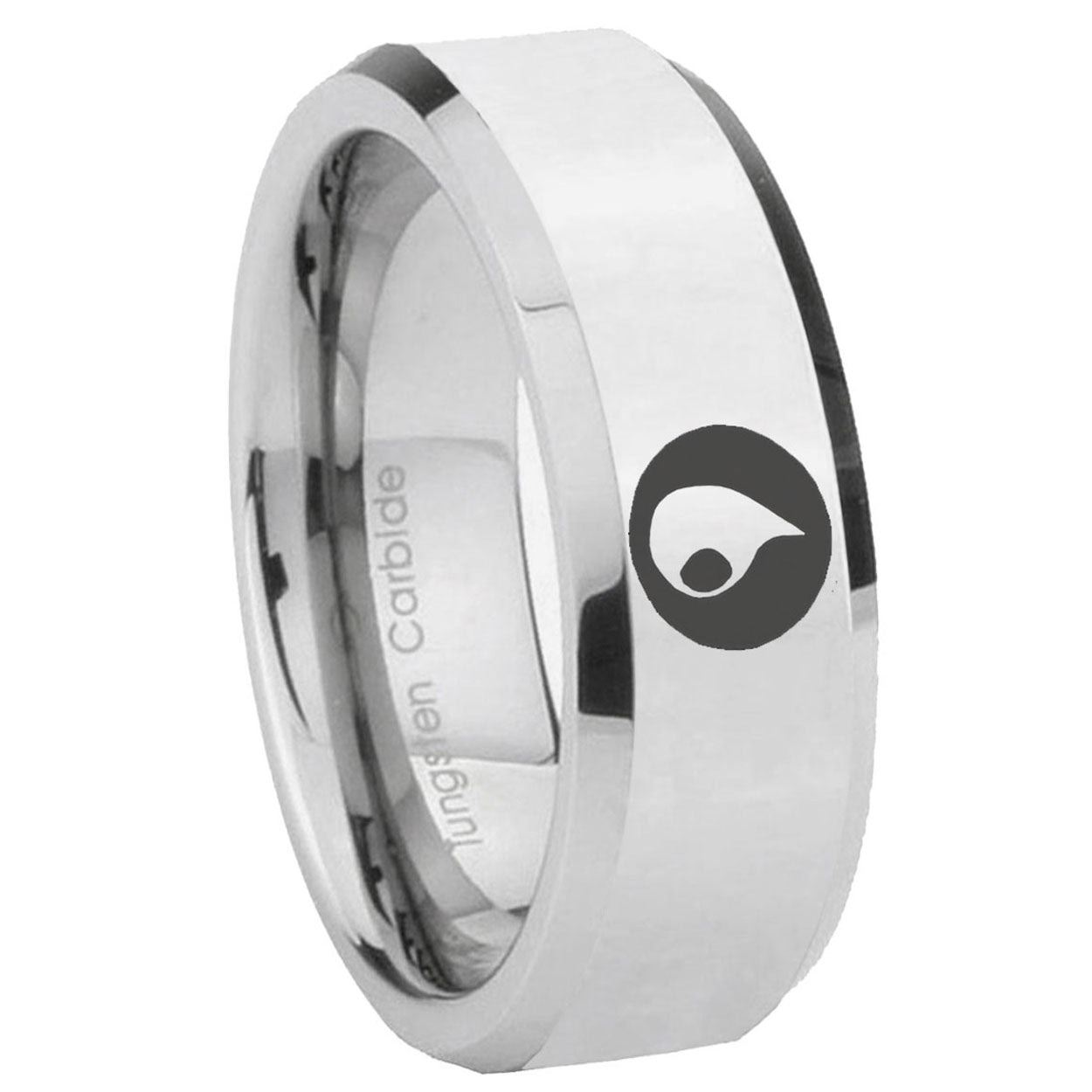 8MM Magic Gathering Bevel Polish Silver Tungsten Men And Women Ring