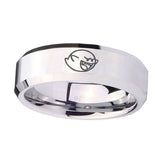 10mm-Mario-Boo-Ghost-Beveled-Edges-Silver-Tungsten-Carbide-Men's-Ring