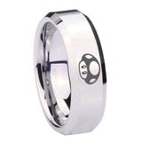 10mm-Mario-Mushroom-Beveled-Edges-Silver-Tungsten-Wedding-Engraving-Ring