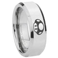 8MM Mario Mushroom Bevel Polish Silver Tungsten Wedding Band For Men