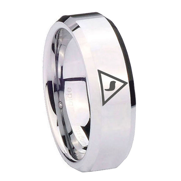 8mm-Masonic-Yod-Beveled-Edges-Silver-Tungsten-Carbide-Mens-Ring
