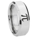 8MM Math Pi Bevel Polish Silver Tungsten Men And Women Ring
