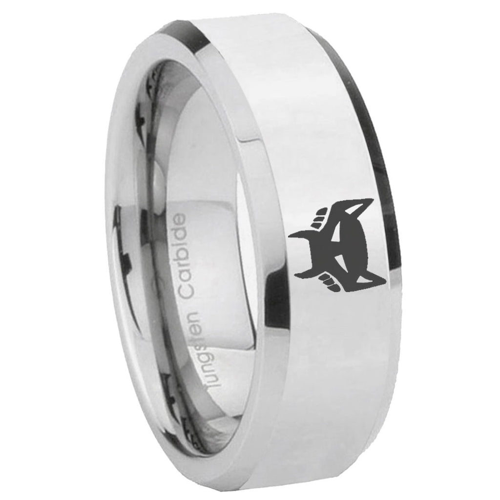 10mm Maximal Beveled Edges Silver Tungsten Carbide Anniversary Ring