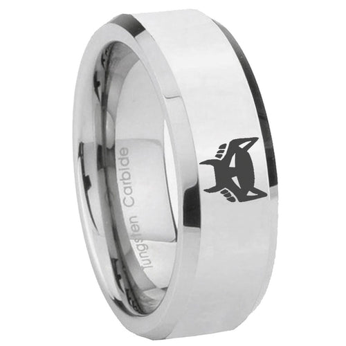 10mm Maximal Beveled Edges Silver Tungsten Carbide Anniversary Ring
