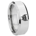 8MM Maximal Bevel Polish Silver Tungsten Promise Ring Guys